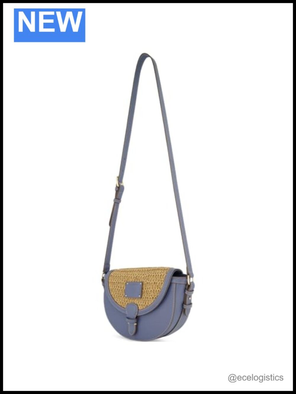 Crossbody Bag Mini Half-Moon Woven Design Faux Leather Shoulder Strap